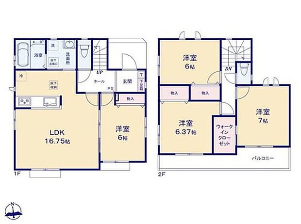 【4LDK】水回りが一か所にまとまることで空間にゆとりが生まれます！家事動線の良さに加え、生活感を抑えた上質な住まいを演出できるのが魅力です。