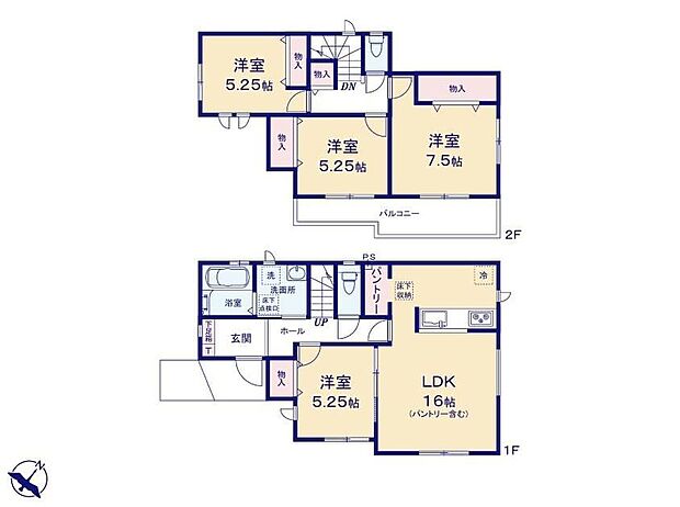 【4LDK】リビング横の特別空間は5.25帖の洋室です!家族の笑顔を感じながら、自分だけの時間も楽しめます。リビングとつながる安心感。子どもの遊び場にも、静かなワークスペースにも最適ですね!