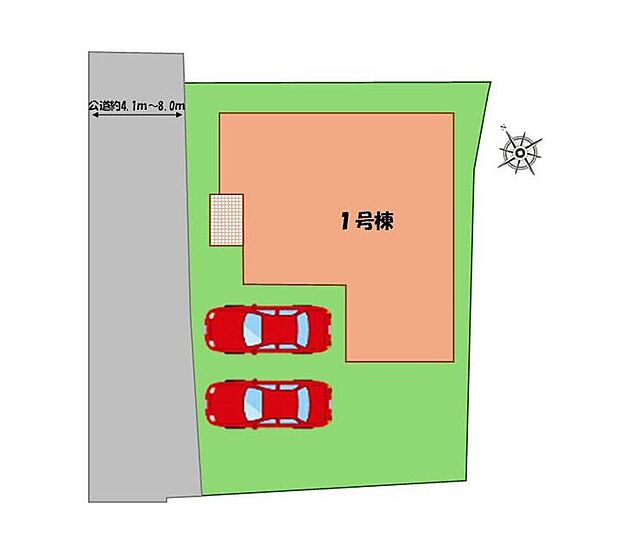 【全体区画図】駐車2台可能(車種による)!
急な来客時や、ご家族の自転車スペースとしても大活躍♪