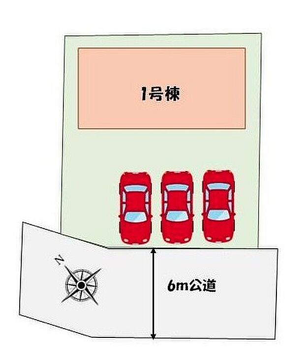 ≪全体区画図≫
カースペース3台分♪前面道路南向き6mで陽当たり良好♪