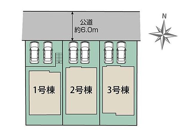 ≪全体区画図≫
カースペース2台分♪前面道路6mで駐車も楽々♪