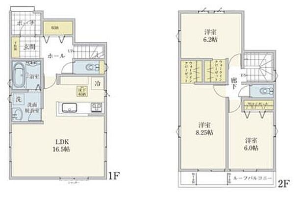 (2号棟)、価格3490万円、3LDK、土地面積117.12m2、建物面積91.3m2
