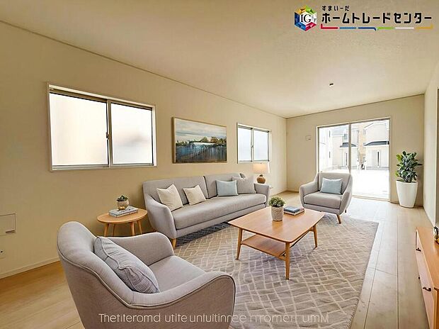 ≪Living room≫
ママの目線でデザインされた住まいは、水回りの導線や豊富な収納など魅力がたくさん。住み心地の良さをぜひご体感下さい!
※家具はCGでございます。