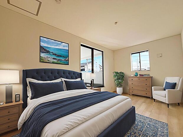 【居室】≪Room≫
採光良好な明るい室内。木の温もりがやさしいフローリングは安らぎをもたらすプライベート空間。
※家具はCGでございます。