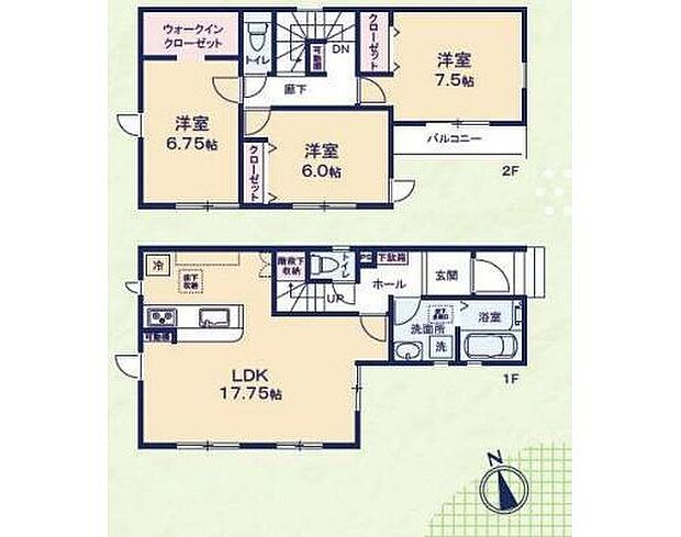 【3LDK】全居室南向きの明るい邸宅♪１７．８帖の広いリビングは家族のだんらんはもちろん、お子様のリビング学習にもぴったり♪ウォークインクローゼットなど収納が豊富な間取りになっております♪