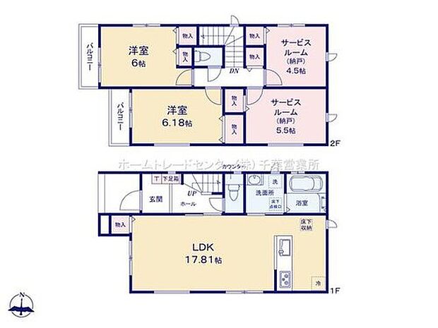 【2LDK+2S】ご家族が集う空間と、個の時間を大切にする居室をしっかり分け合える2階4居室プラン♪17.8帖の広いリビングは家族のだんらんはもちろん、お子様のリビング学習にもぴったり♪