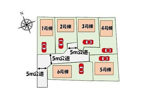 【全体区画図】カースペースあり♪　６家族の新しい暮らしのステージ☆