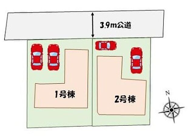 【全体区画図】カースペース２台分
