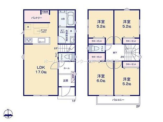 【4LDK】キッチンのすぐ横の収納スペースはミネラルウォーターや調味料などの置き場所に最適♪
帰宅時・外出時の自然なコミュニケーションを育むリビングイン階段を採用。仲良し家族の画が浮かびます♪