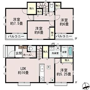 全居室南向きの明るい邸宅♪帰宅時・外出時の自然なコミュニケーションを育むリビングイン階段を採用。仲良し家族の画が浮かびます☆ 