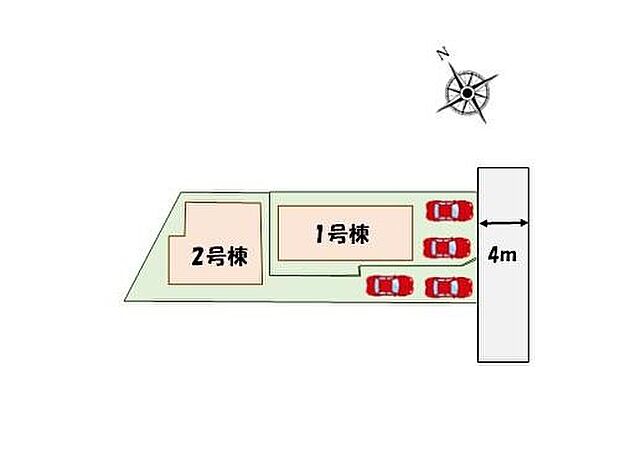 【全体区画図】カースペース2台分♪