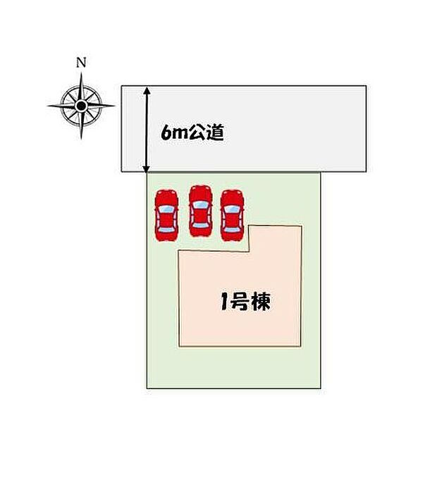 【全体区画図】敷地面積50坪超♪カースペース3台分☆(車種による)