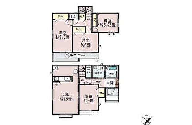 【4LDK】全居室南向きの明るい邸宅♪
リビング隣の洋室は、客間としは勿論、お昼寝スペースや書斎など、多目的にお使い頂けますので、大変便利です☆