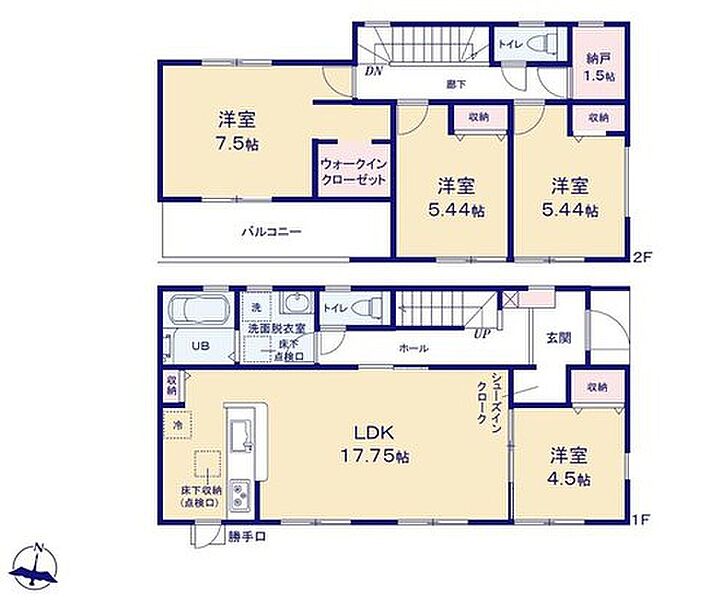 (１号棟)、価格2480万円、4LDK+S、土地面積186.5m2、建物面積107.25m2