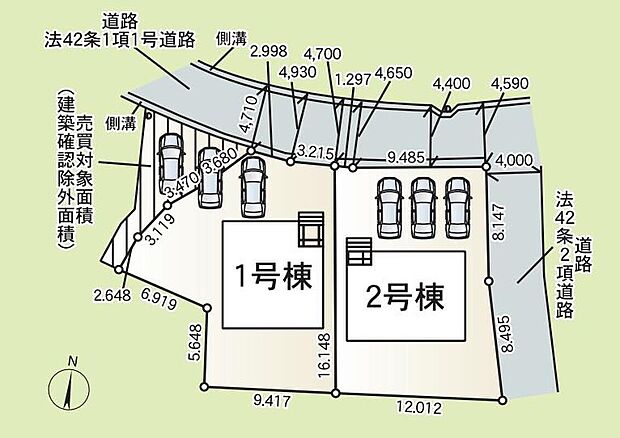 １号棟　２，１９０万円
２号棟　２，２９０万円

並列３台分の駐車スペースを確保しました♪
