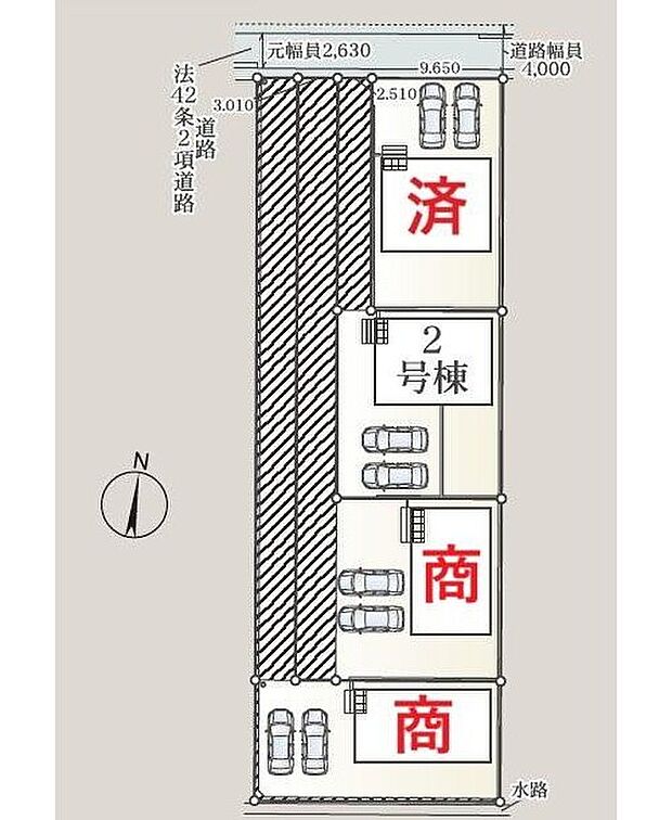 １号棟 ご成約済み
２号棟　２，１９０万円
３号棟　商談中
４号棟　商談中
並列２～３台分（車種による）の駐車スペースを確保しました♪