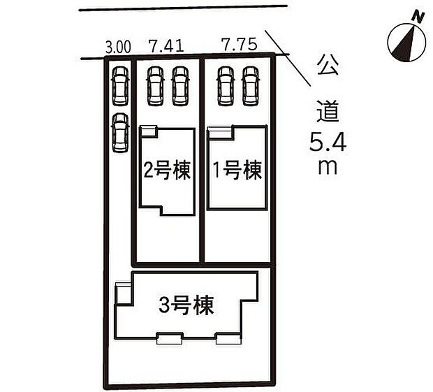 １号棟 　３，５８０万円
２号棟 　３，４８０万円
３号棟 　３，７８０万円

２台駐車可能なカースペースを確保しました♪