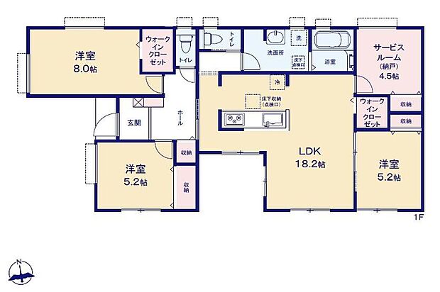 (1号棟)、価格3180万円、3LDK+S、土地面積200.98m2、建物面積95.65m2