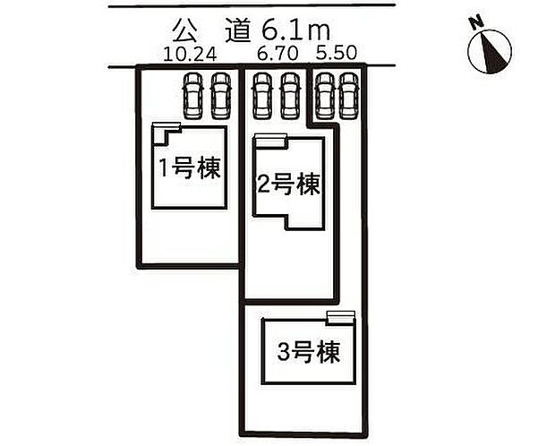 １号棟　２，６３０万円
２号棟　２，５８０万円
３号棟　２，５００万円

並列２台駐車可能なカースペースあり♪