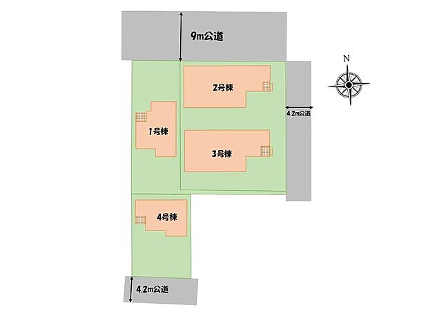 １号棟　２，３８０万円
２号棟　２，６８０万円
３号棟　２，６８０万円
４号棟　２，５８０万円