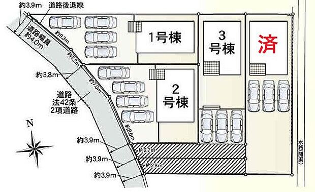 １号棟　２，１９０万円
２号棟　２，２９０万円
３号棟　２，１９０万円
４号棟　ご成約済み

３～４台分（号棟による）の駐車スペースを確保しました♪