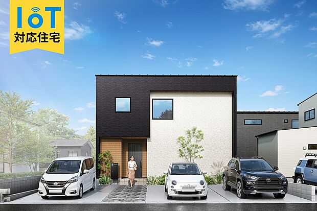 【外観イメージ】
黒と白のコントラストが目を引く、モダンでスタイリッシュな外観。最新のIoT設備も整っており、毎日の暮らしがもっと便利で快適に。理想の住まいを叶えましょう♪