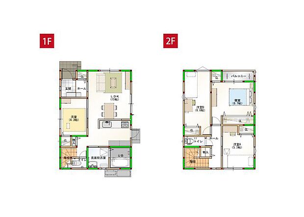 家事効率にこだわった4LDKのコンパクトハウスです♪※施工事例です。実際の建物とは異なります。