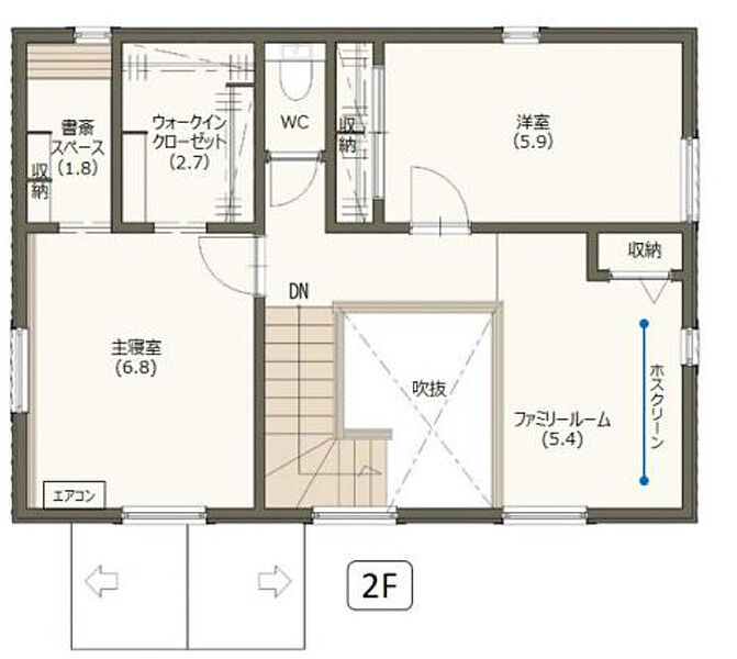 2LDK+ファミリールーム　２階　延床面積  47.46m2（14.35坪）