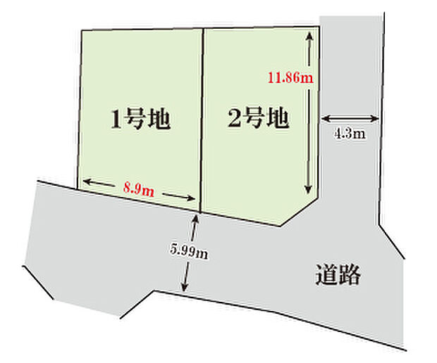 建築条件無土地のご購入も可能です。
【1号地】土地価格3699万円、土地面積100.25ｍ2
【2号地】土地価格3899万円、土地面積100.2ｍ2
一括購入も可能！