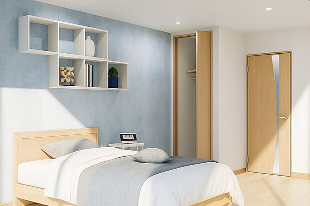 【【完成イメージパース(洋室6.4帖)】】■明るく快適な洋室は収納も充実しており、インテリアの自由度が高いのが魅力。寝室としてはもちろん、お子さまのお部屋にもぴったりで、暮らし方に合わせて心地よく使えます。