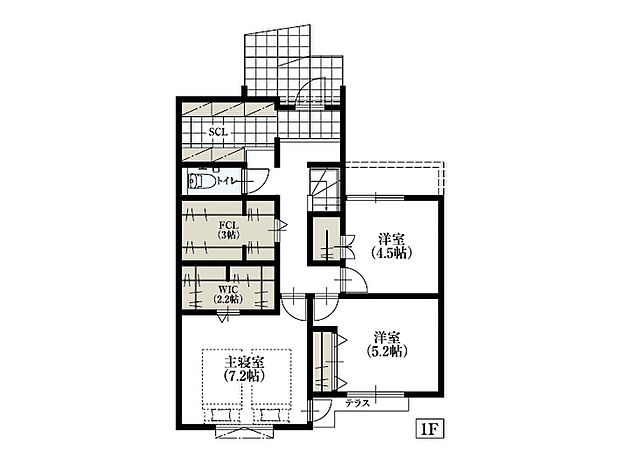 【No.2区画　1階参考プラン】※本プランは参考プランの一例です。採用につきましては土地ご購入者様の自由な判断に委ねられます。
※この参考プランによる建築予定代金のほかに外構工事費として約240万円必要です。家具・調度品は価格に含まれません。詳しくは係員にお尋ねください。
【プラン内容に含まれるもの】本体工事費・付帯工事（屋外給排水・ガス工事費）・建築確認申請料・設計料
※家具・調度品等はイメージです。