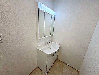 ３面鏡のシャワー付洗面台