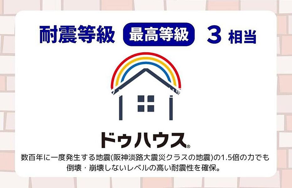 数百年に一度発生する地震(阪神淡路大震災クラスの地震)の１．５倍の力でも倒壊・崩壊しないレベルの高い耐震性を確保。有効な壁量を確保するために、部材を増やして建築しています！