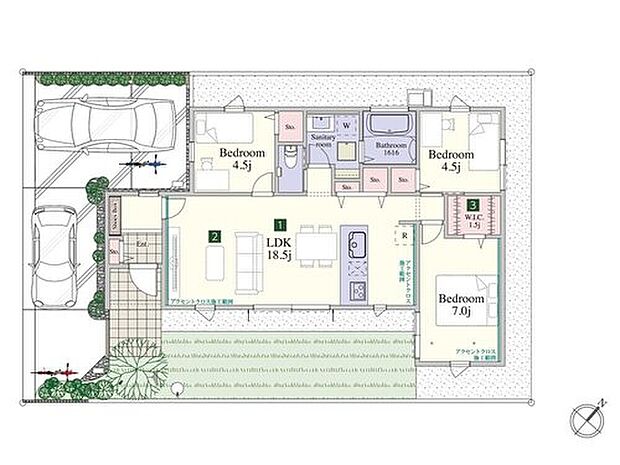 【15号棟(第二期)】
■LDK18.5帖
■太陽光6.96kW搭載
■キッチンから見守れる直線型LDK