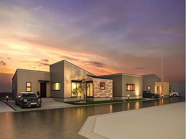 【【街並み完成イメージ】】各邸にガーデンライトを使用し、住まいが暖かい雰囲気に演出されます。外出から帰ってきた時のちょっとした楽しみができます。
※画像はイメージパースのため実際と異なる場合がございます