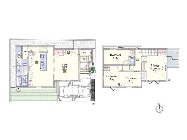 【3LDK】開放感ある21.0帖超のLDKと全居室収納付き。最大4LDKとしてお住まいいただける、3~5名様ご家族におすすめな住まいです。