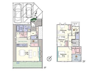 2ドアワンルームを採用し、最大3LDKになるプラン。パントリー、ランドリールーム、2.5帖のウォークインクローゼットなど、収納スペースも充実してます。 