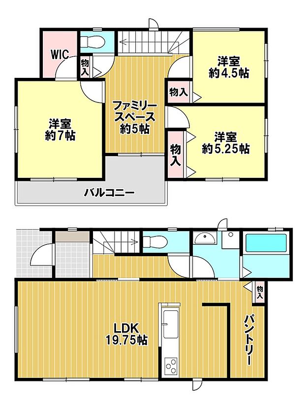 A号棟間取図　
いつでもスッキリ片付く、パントリーのある家♪