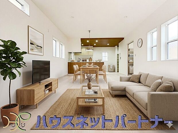 【リビング】リビング19.7帖には、たっぷりと収納できる場所があります。家具はイメージです