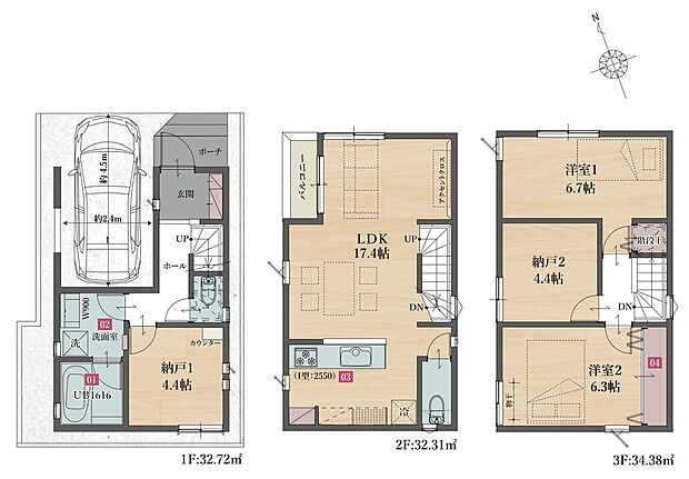D号棟間取図 2LDK+2S