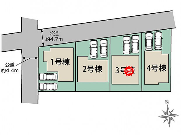 岩沼市桜5丁目4棟 区画図