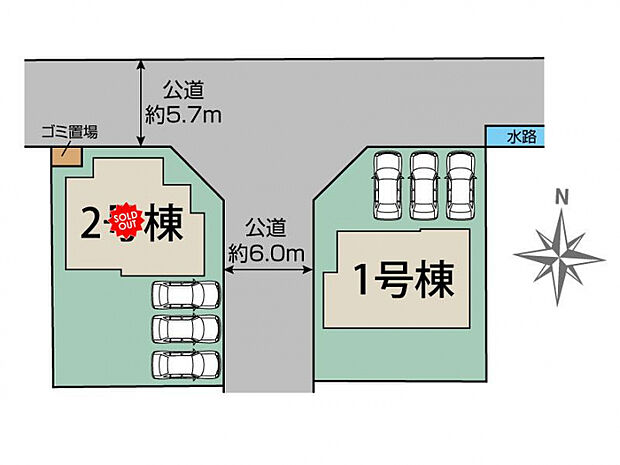 多賀城市八幡字一本柳2棟 区画図