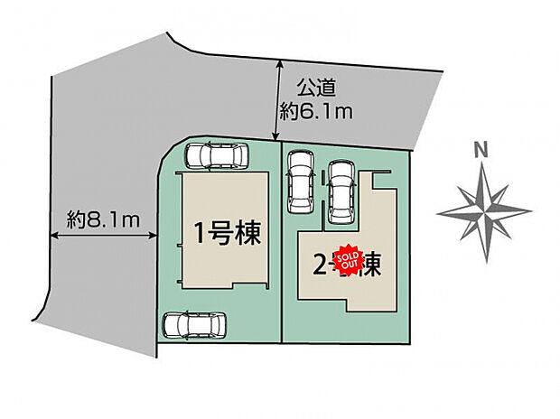 仙台市泉区将監1丁目2棟 区画図