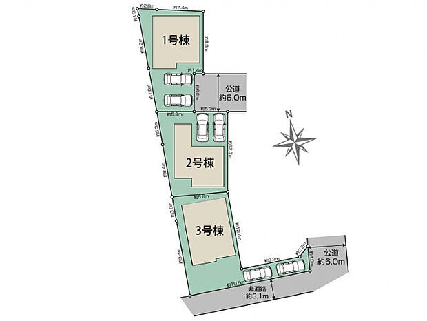 天理市平等坊町3棟 区画図