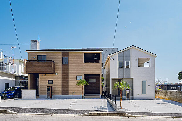 【2棟外観】■オプションではありません！全棟標準搭載。床下換気システム・ガス衣類乾燥機・食洗器・玄関電子キー・浴室換気乾燥機・宅配ボックス・防犯ガラス