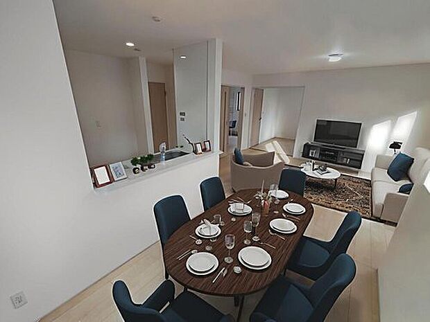 広々としたLDKに、自分好みのインテリアでレイアウト。季節ごとに模様替えなども、楽しみの一つとなりそうです。※家具をCGで加工しています。家具付き販売ではございません。
