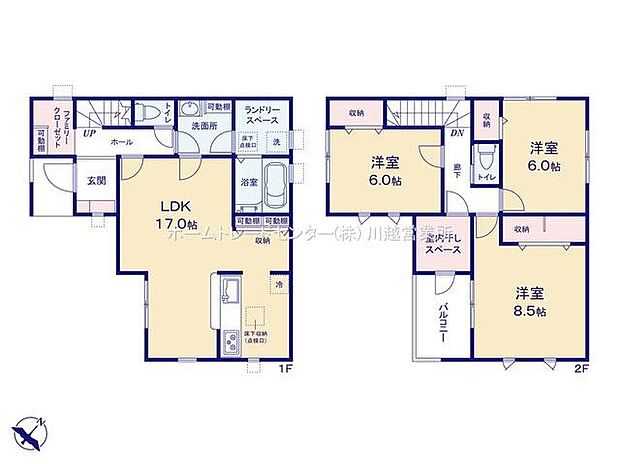 (１号棟)、3LDK、土地面積128.8m2、建物面積99.36m2