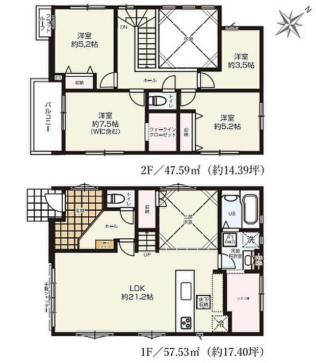 (１号棟)、4LDK、土地面積160.28m2、建物面積105.12m2