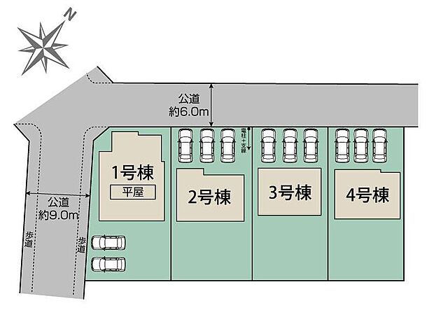 東武越生線「越生」駅徒歩９分！毎日の通勤通学に大変便利な好立地♪敷地６９坪超え・南庭付きのゆとりあるお住まいです。カースペースは並列３台分（１号棟は２台分）完備！