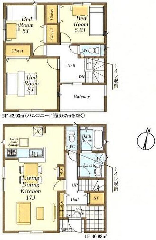 (１号棟)、3LDK、土地面積104.03m2、建物面積89.91m2